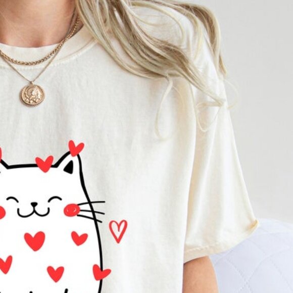 Cat Valentine T-Shirt, Valentines Day T-Shirt, Meowentine Valentine Shirt - Picture 3 of 4